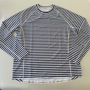 NWOT Coolibar HIGHTIDE L/S SWIM SHIRT Navy and White Striped UPF 50+